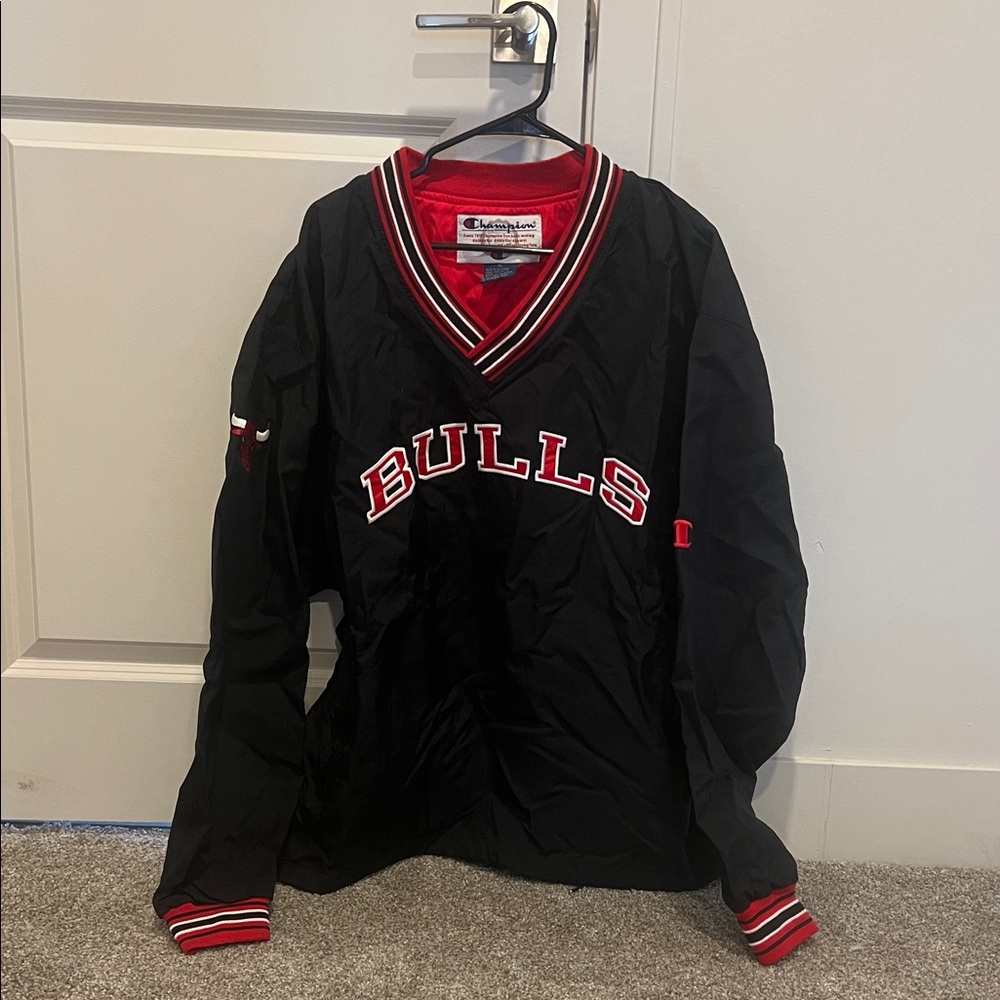 Vintage Chicago Bulls Champion Black Pullover Windbreaker XL